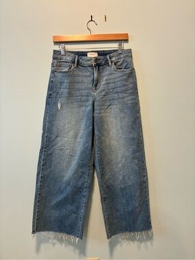 bohme Distressed Wide-Leg Crop Jeans in Light Blue Wash